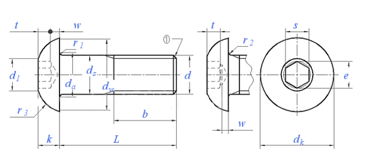 ISO-7380-1 için teknik ölçü resmi